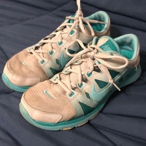 Teal and gray Nike sneakers